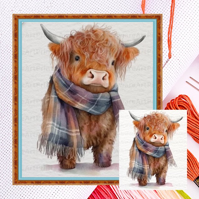(18CTAFF-1612__B__40X45) Hilo algodón ecológico bordado 18CT 2 hebras tela blanca 40*45cm lindo yak kit serie punto cruz
