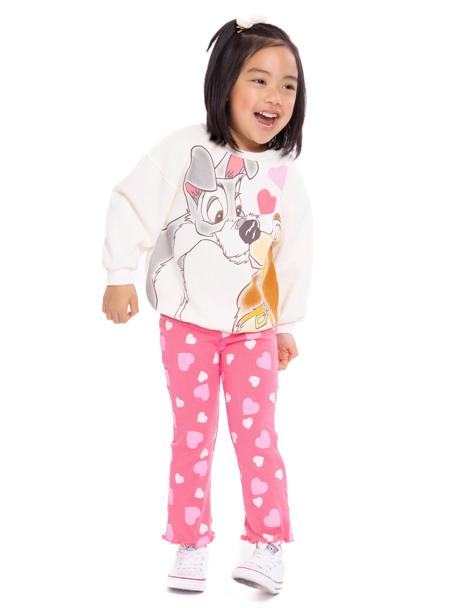 Lady and the Tramp Toddler Girls Long Sleeve Graphic Sweatshirt and Matching Flare Leggings Set, 2-Piece, Sizes 12M-5T