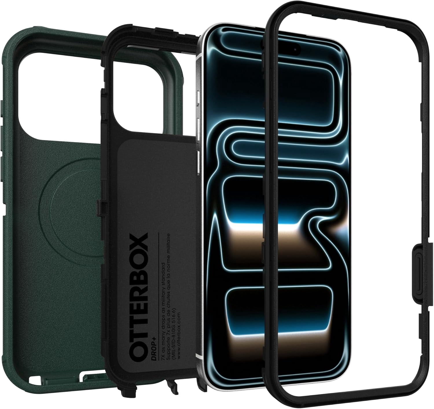 OtterBox iPhone 17 Pro Max (Only) - Defender Series Case - Roasted Cashew Mist (Green & Black) - Snaps on MagSafe - Tough - Rugged & Durable