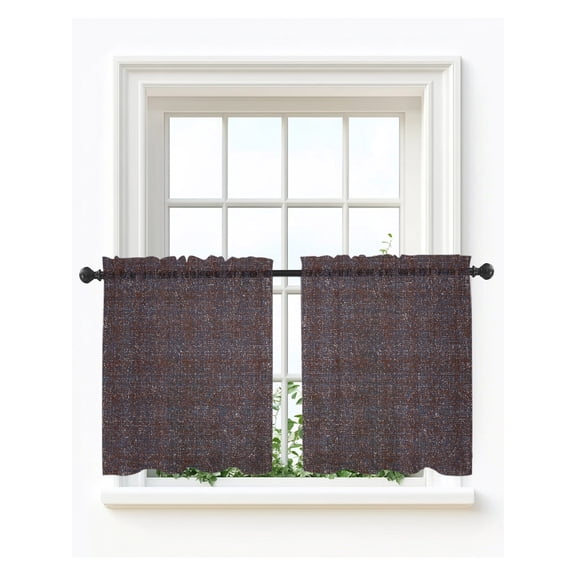Brown Tier Curtains 24 Inch Length, Sheer Curtains for Bedroom Living Room Window Farmhouse Vintage Chocolate Solid Color Rod Pocket Voile Drapes Kitchen Curtains Small Half Window 27.5"x24" 2 Panels
