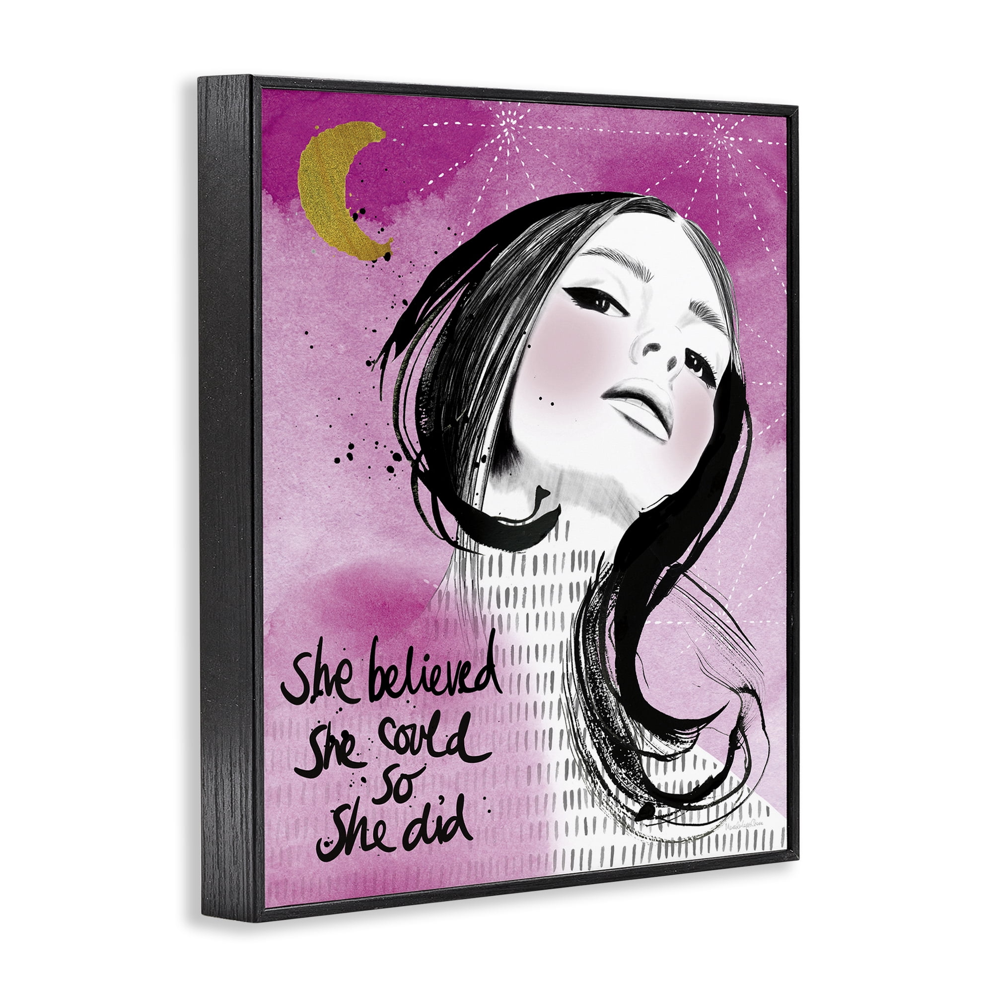 Stupell Industries Inspirational So She Did Novelty Painting Black Framed Art Print Wall Art, 16 x 20