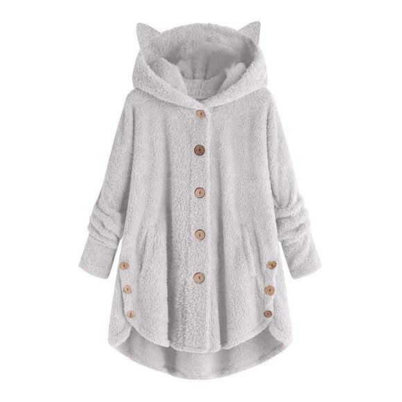 HKEJIAOI Winter Clearance S-A2 Womens Fall Clothes Sherpa Jacket Fuzzy Fleece Lapel Button Down Coat Outerwear