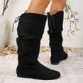 thumbnail image 5 of Bnwani Women Boots Footwear Low-Heel High Mid-Calf Comfortable Casual Solid Boot Black Size 5.5, 5 of 9