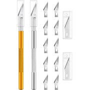 Exacto Knife, Craft Knife, 2 Handles + 12 Spare Replacement Blades Professional Hobby Knife for Phone PC Tablet Drone Repair and DIY Art Work Cutting Caving Knife Sculpture, etc.