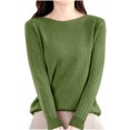 thumbnail image 2 of Pitauce Womens Long Sleeve Sweater Knit Crew Neck Pullover Tops Solid Color Slim Fit Blouses Casual Bottom Sweater Tops, 2 of 3