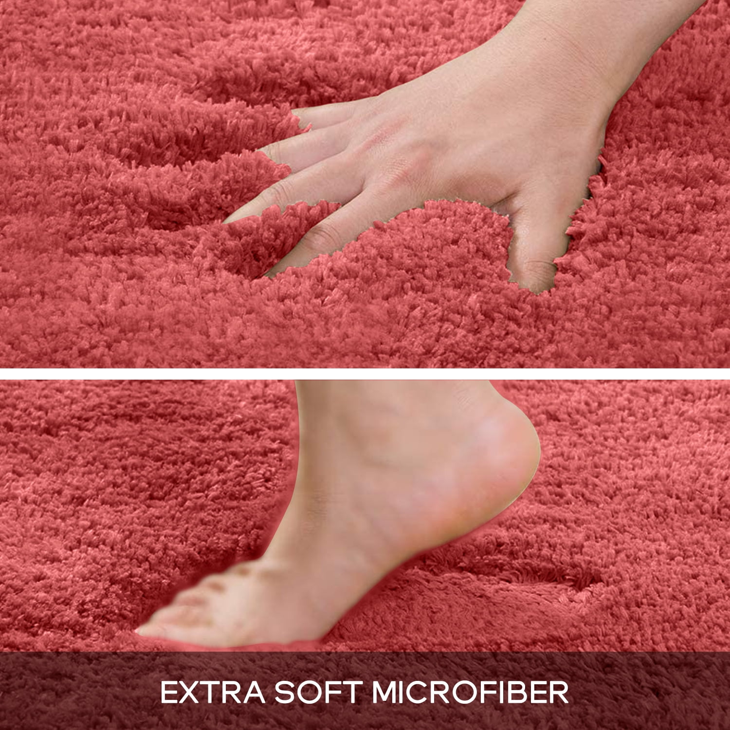 Bathroom Rugs Non Slip, Large Bath Rugs for Bathroom Decor, Bathroom Shower Floor Mat, Machine Washable Bath Rug Runner, 24"X47", Claret