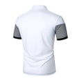 thumbnail image 4 of DYMADE Men Colorblock Short Sleeve Casual Polo Shirt Lapel T-shirt Top, 4 of 6