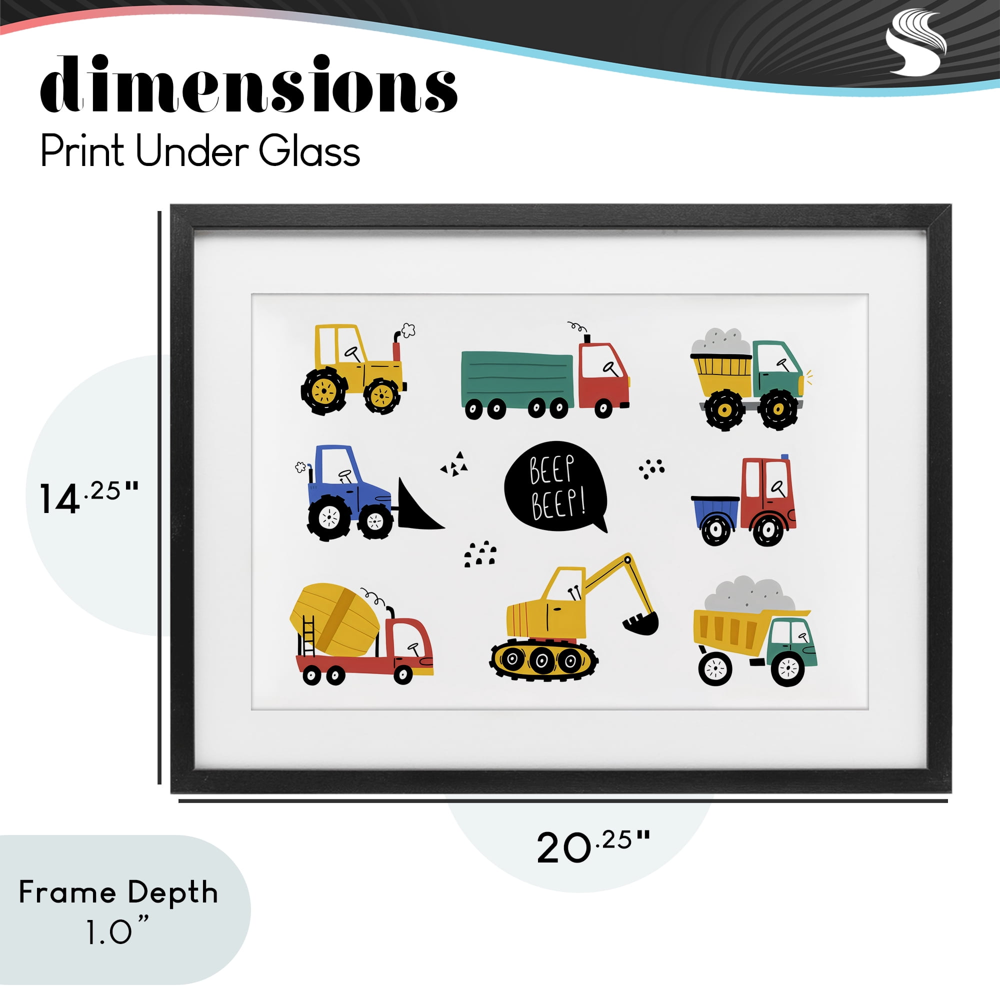 Stupell Industries Beep Construction Vehicles Black Framed Print Under Glass, design by Creative Studio