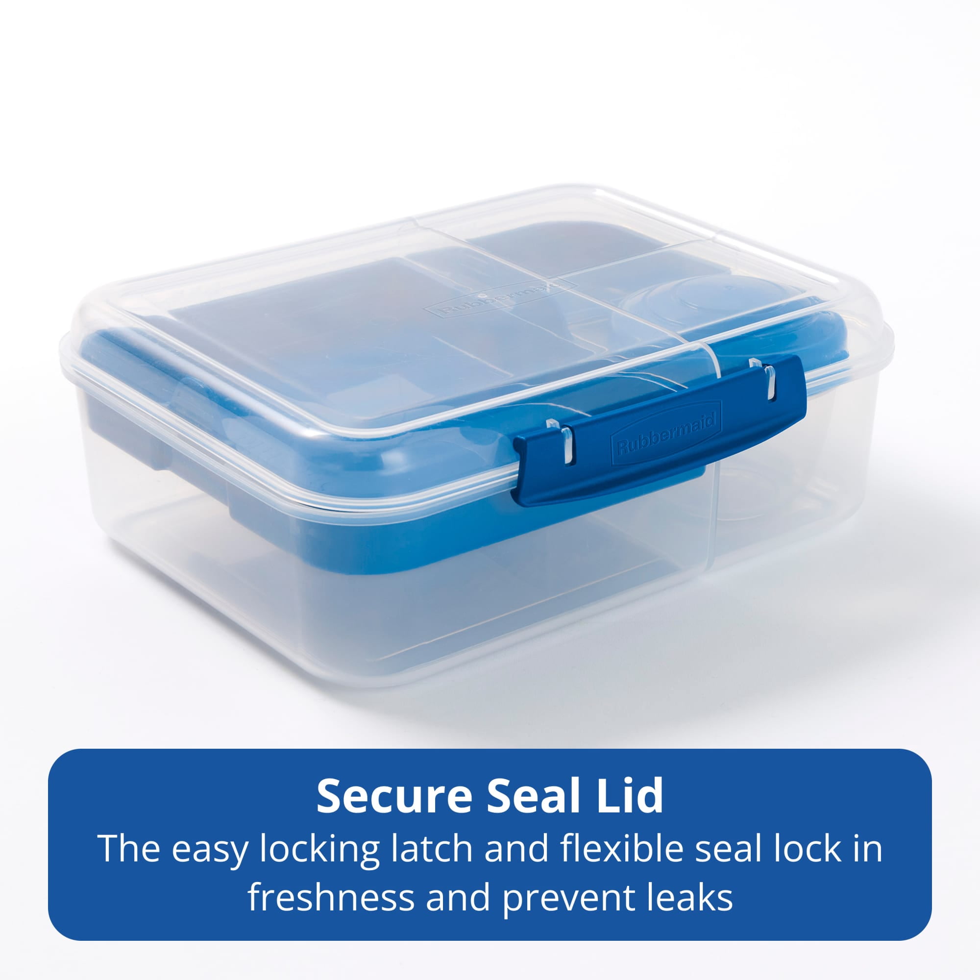 Rubbermaid Pack & Go 6.86cups/ 1.74quart Bento Box with Yogurt Pot, Meal Prep Container with Compartments and Dividers