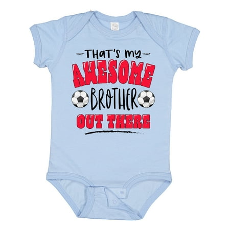 

Inktastic That s My Awesome Brother out There with Soccer Balls Gift Baby Boy or Baby Girl Bodysuit