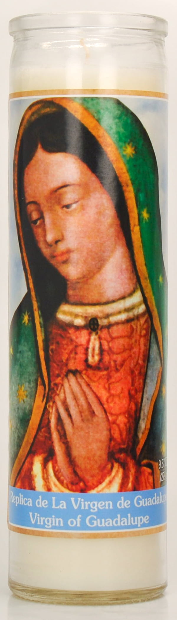 (2 pack) Prayer Candle V Guadalupe Replica White Wax, 8 Inch