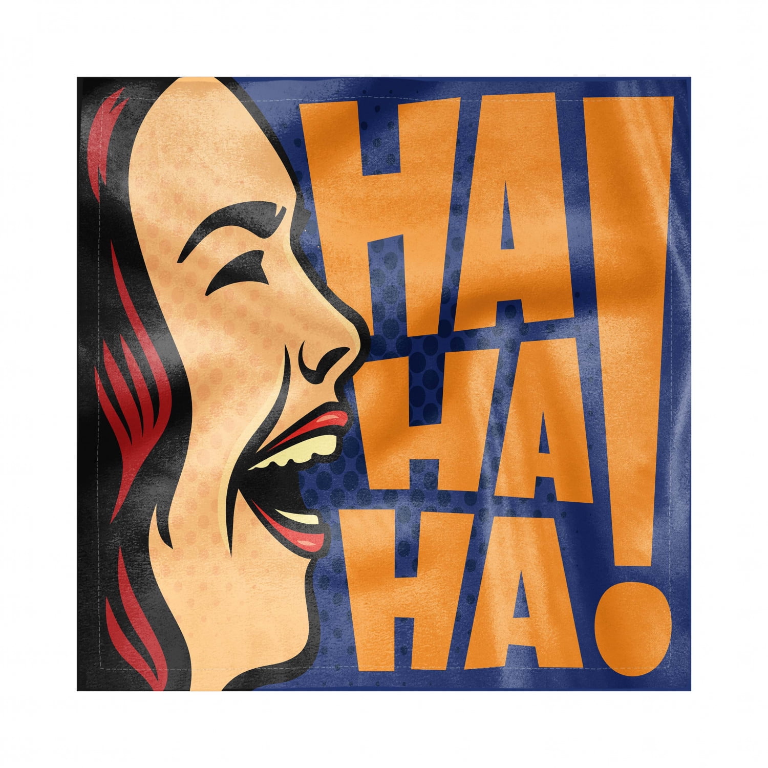 Joke Decorative Satin Napkins Set of 4, Cartoon Style Woman Laughing