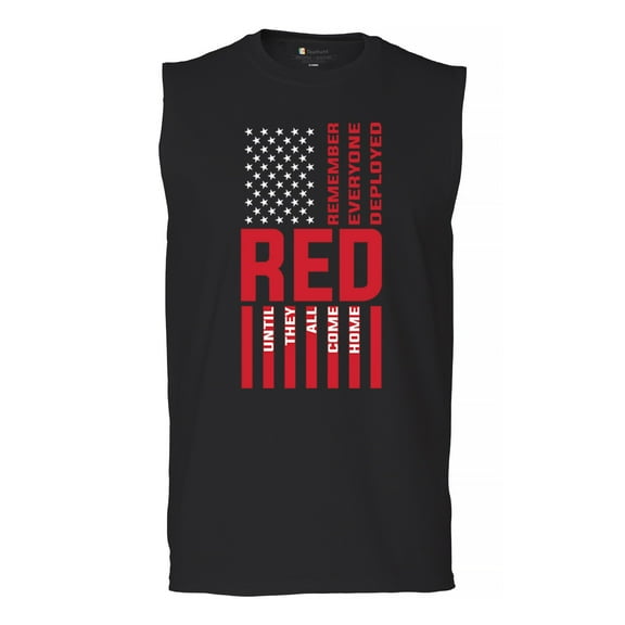 Remember Everyone Deployed Muscle Shirt Until They All Come Home RED Friday Military US Flag American Patriot Men's