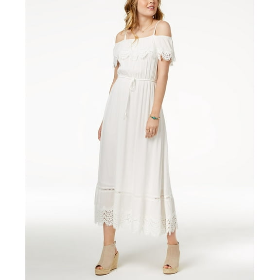American Rag Juniors Ruffled Maxi Dress Egret L