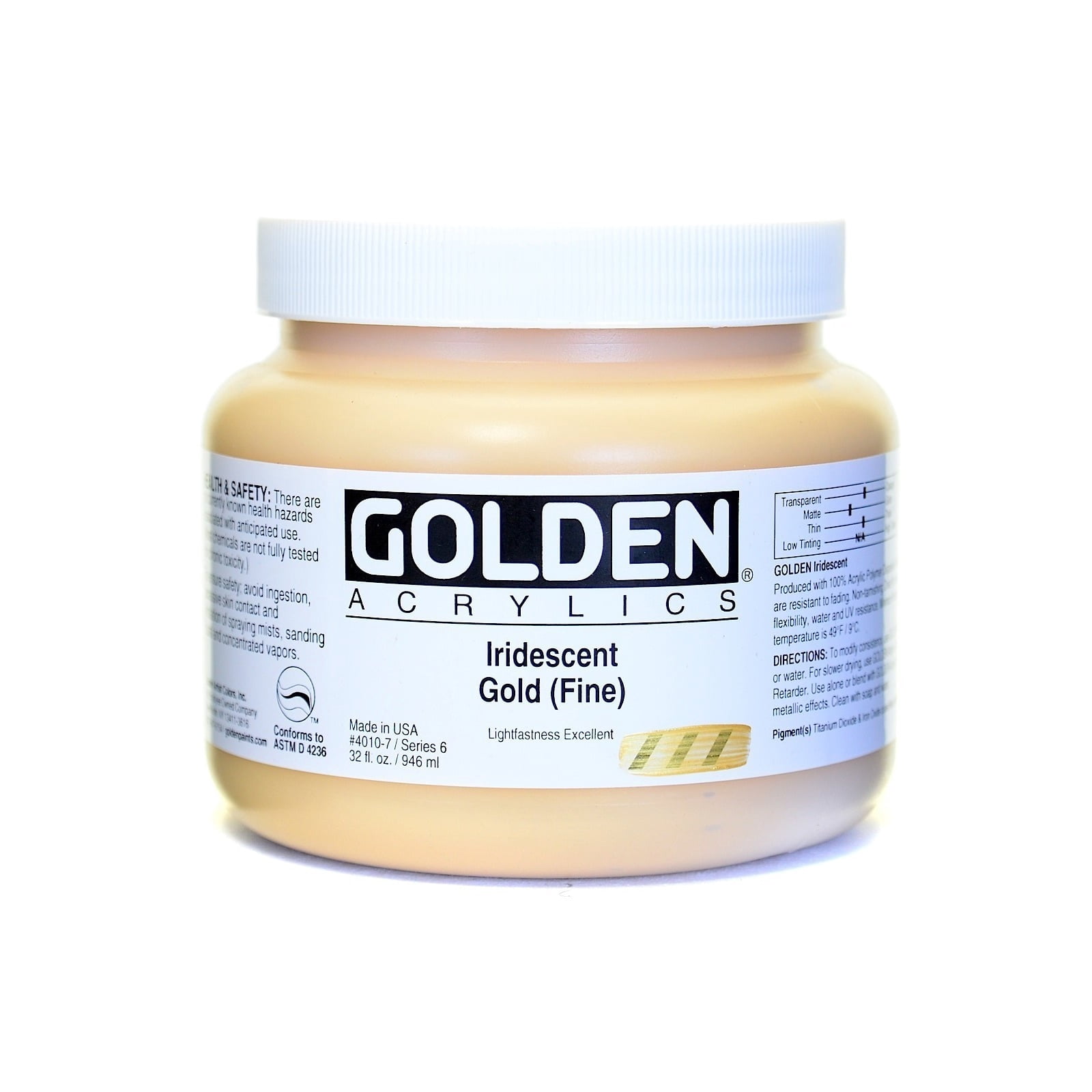 Golden Heavy Body Acrylic Paint - Iridescent Pearl (Fine), 32 oz Jar