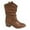 Coffee, variant on Fesfesfes Cowgirl Boots For Women Warm Retro Zipper Round Boots Shoes Middle Mid Calf Boots 6.5(38)