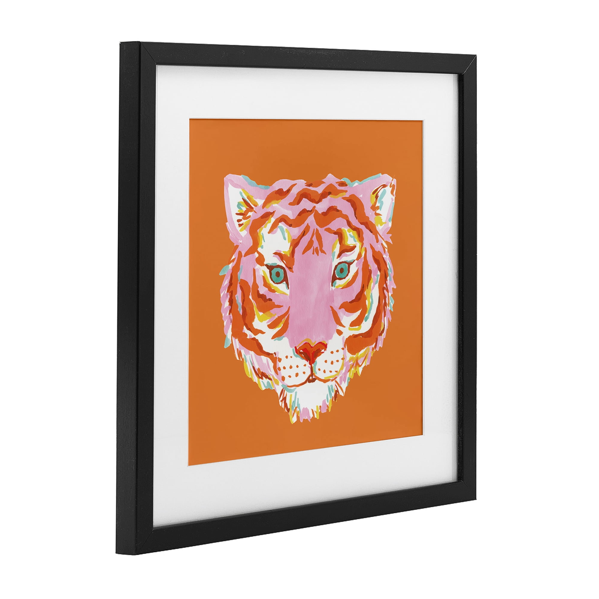Stupell Industries Fun Bold Orange Tiger Black Framed Print Under Glass, design by Karolina Sato
