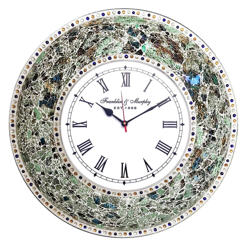 DecorShore 22.5" Mosaic Wall Clock, Decorative Round Wall Clock (Fired
