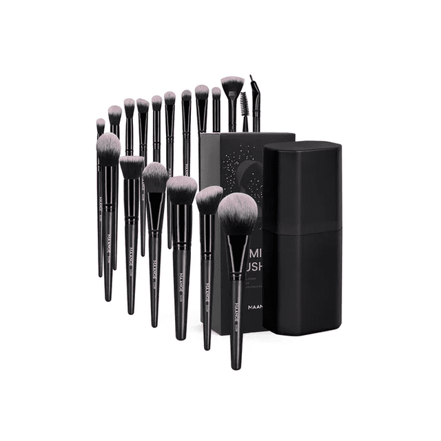 Xtellar 18 Set De Brochas Para Maquillaje Profesional +estuche +caja Color Negro