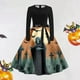 thumbnail image 1 of Vestido Estilo Camiseta Retro Con Estampado de Halloween Para Mujer | Casual, Manga Larga, Cuello Redondo, 1 of 3