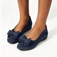 thumbnail image 4 of GERsome Women's Wedge Shoes Round Closed Toe Low Heels Slip On Dress Shoes for Casual Work Wedding Party, Blue Size 5.5, 4 of 7