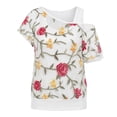 thumbnail image 4 of Women's 2 in 1 Tee Shirt Printed Beach Cover Ups for Women Comfortable Women Baggy Shirts Women Baggy Shirts Going Out Tops for Women Short Sleeve Shirt Women Peasant Tops for Women Womens, 4 of 6