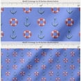 thumbnail image 2 of Soimoi Blue Cotton Voile Fabric Life Ring & Anchor Hook Nautical Print Fabric by the Yard 42 Inch Wide, 2 of 7