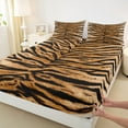 thumbnail image 3 of jejeloiu Jungle Tiger Queen Sheet Set (4-Piece) Rustic Hunting Brown Black Microfiber Decor For Adults, 3 of 7