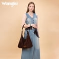thumbnail image 4 of Wrangler Suede Hobo Purse for Women Embossed Soft Slouchy Shoulder Bag 2Pcs Set, Coffee, 4 of 7
