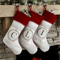 thumbnail image 3 of Personalization Mall Holiday Wreath Initial Christmas Stocking, Burgundy, 3 of 3