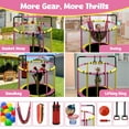 thumbnail image 3 of Mini Round Trampoline for Kids with Basketball Hoop, SEGMART 55'' Indoor Outdoor Toddler Trampoline with Enclosure Net, Swing, Sandbag, Ring, Ocean Balls, Small Trampoline Gift for Boys Girls, Pink, 3 of 11