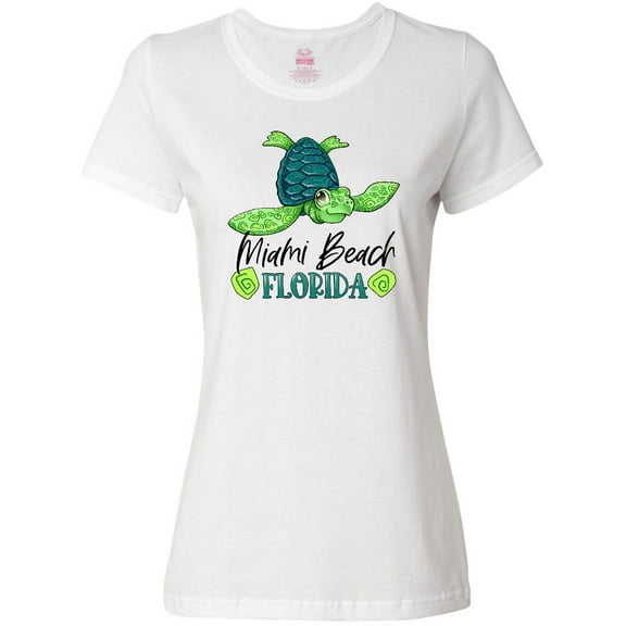 Inktastic Miami Beach, Florida Happy Sea Turtle Women's T-Shirt