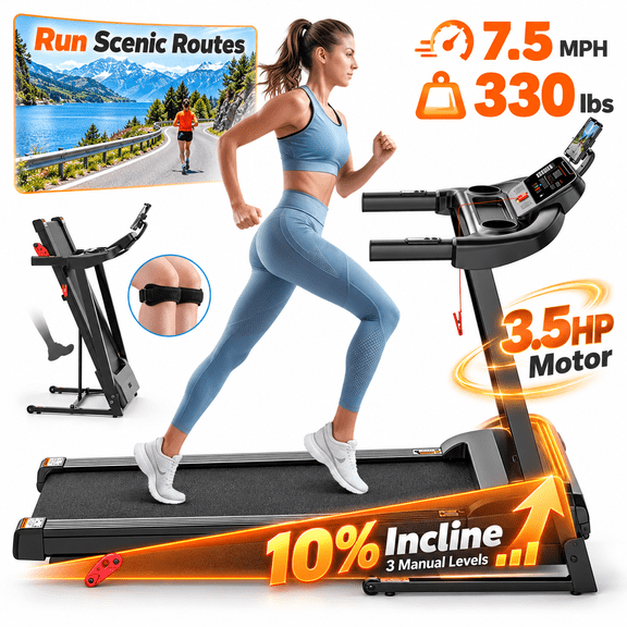 3.5HP Home Treadmill with Incline, APP & Bluetooth Control, Foldable Treadmill, Incline Treadmill with 300lbs Capacity – Walking, Jogging, Running, Indoor Exercise Fitness