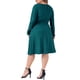 thumbnail image 3 of Vestidos de talla grande para mujer Agnes Orinda, de manga larga, elegante, de punto, con cuello en V cruzado, vestido midi 1X verde, 3 of 6