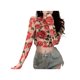 thumbnail image 5 of VISgogo Mujeres Moda Salvaje Crop Tops Retro Estampado floral Camiseta de manga larga Primavera Otoño Cuello redondo Slim Fit Tops Streetwear VISgogo  moda, 5 of 9