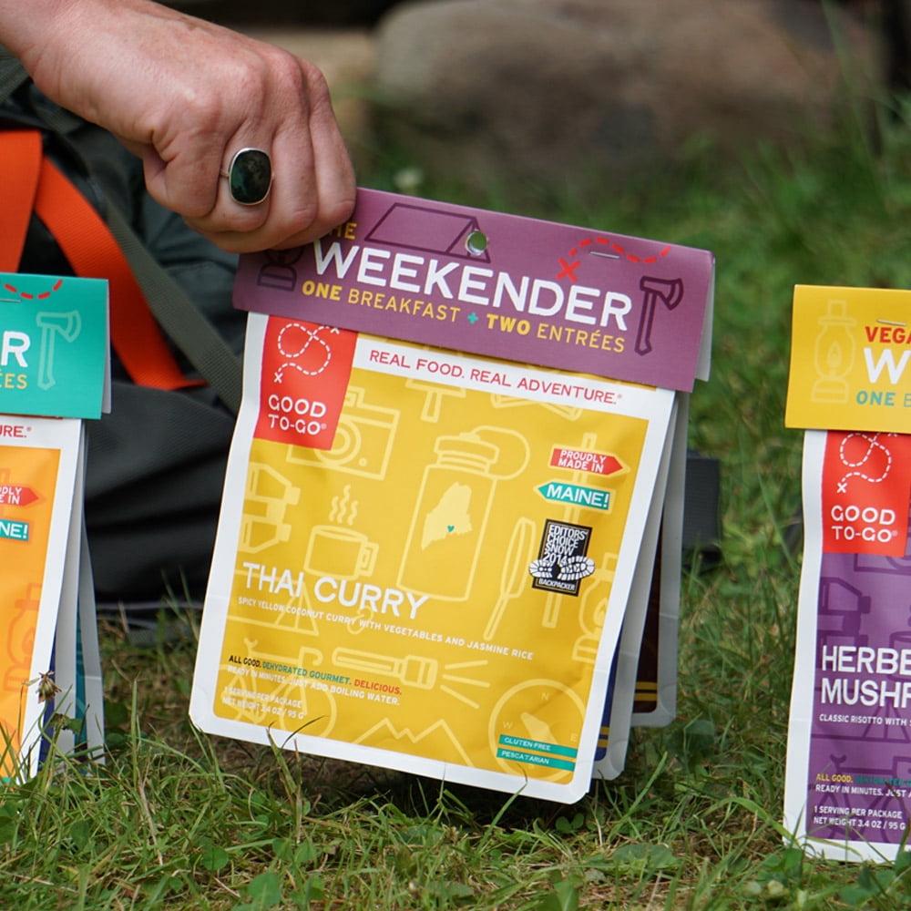 GOOD TO-GO Weekender 3-Pack Variety #1 | 2 Entrees + 1 Breakfast | Thai Curry, Granola, Mexican Quinoa Bowl | Dehydrated Backpacking and Camping Food | Gift Ideas | Easy to Prepare