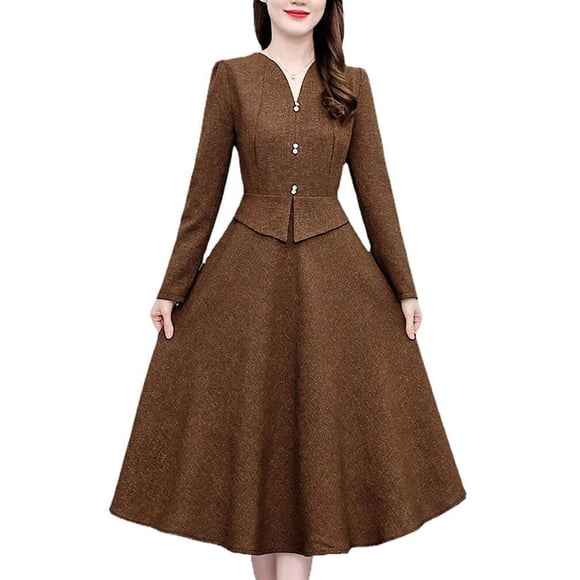 Elegant Woolen Bodycon Midi Dress - Thick and Warm for Autumn Winter, Perfect for Parties and Nights, Embracing Korean Fashion - 0X