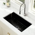thumbnail image 7 of Black 32" Fireclay Dual Mount Rectangle Kitchen Sink with Bottom Grid and Basket Strainer 69Lb, 7 of 7