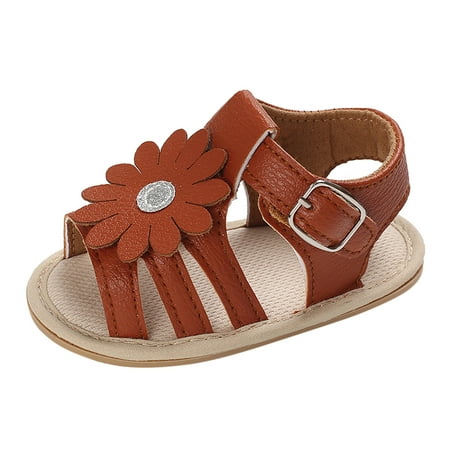

ZMHEGW Girls Sandals Summer Shoes Outdoor First Walk Shoes Toddler Girls Shoes For Summer With Flower Bowknot