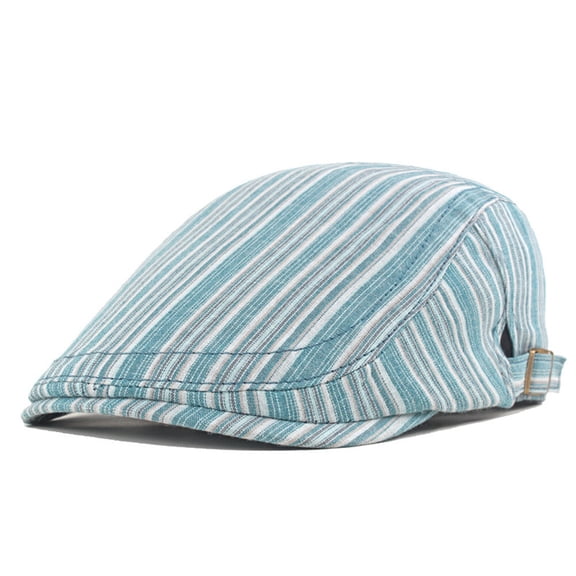 Men Women Cotton Stripe Newsboy Flat Hat Peaked Ivy Golf Beret Driving Cycling Cap