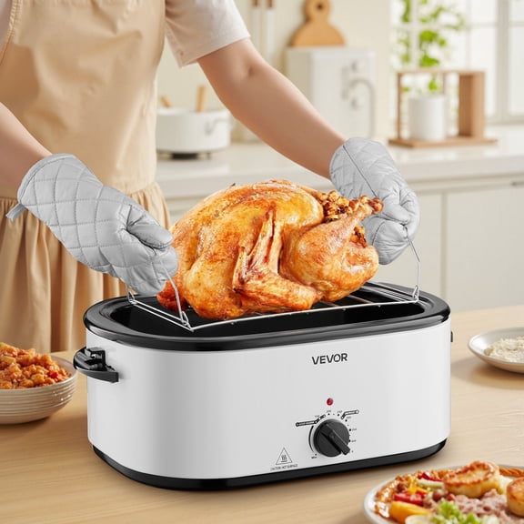 26QT Electric Roaster Oven,150-450°F Fast Turkey Cooking with Self-Basting Lid, Fits 30lb
