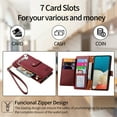 thumbnail image 4 of Wallet Case for Samsung Galaxy A53 5G Women Men, Durable PU Leather Magnetic Flip Lanyard Strap Wristlet Zipper Card Holder Kickstand Wallet Phone Case Cover Full Body Protection, Red, 4 of 10