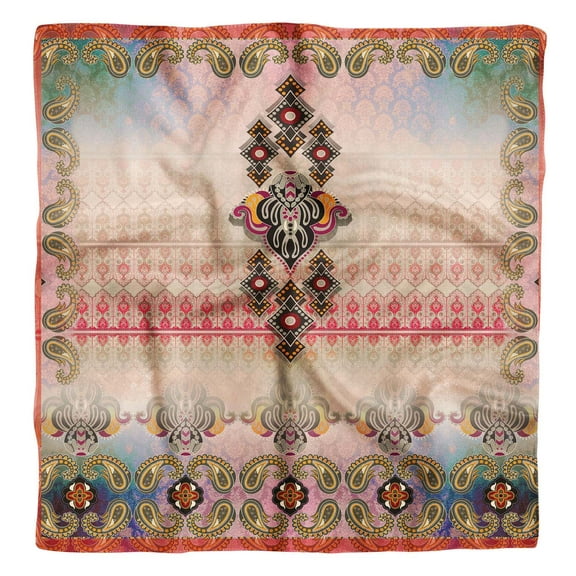 Phagun Yellow Floral & Paisley Pure Silk Printed&nbsp;Scarf&nbsp;Square Dupatta Head Neck Wrap Bandanas For Women