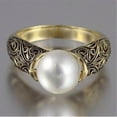 thumbnail image 2 of anillo de perla hueca con incrustaciones vintage de perlas de imitación para mujer, talla 5, 2 of 5
