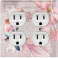 thumbnail image 1 of Metal Light Switch Plate Cover Elegant Floral Hummingbird Frame Tile Pink FLW108, 1 of 13