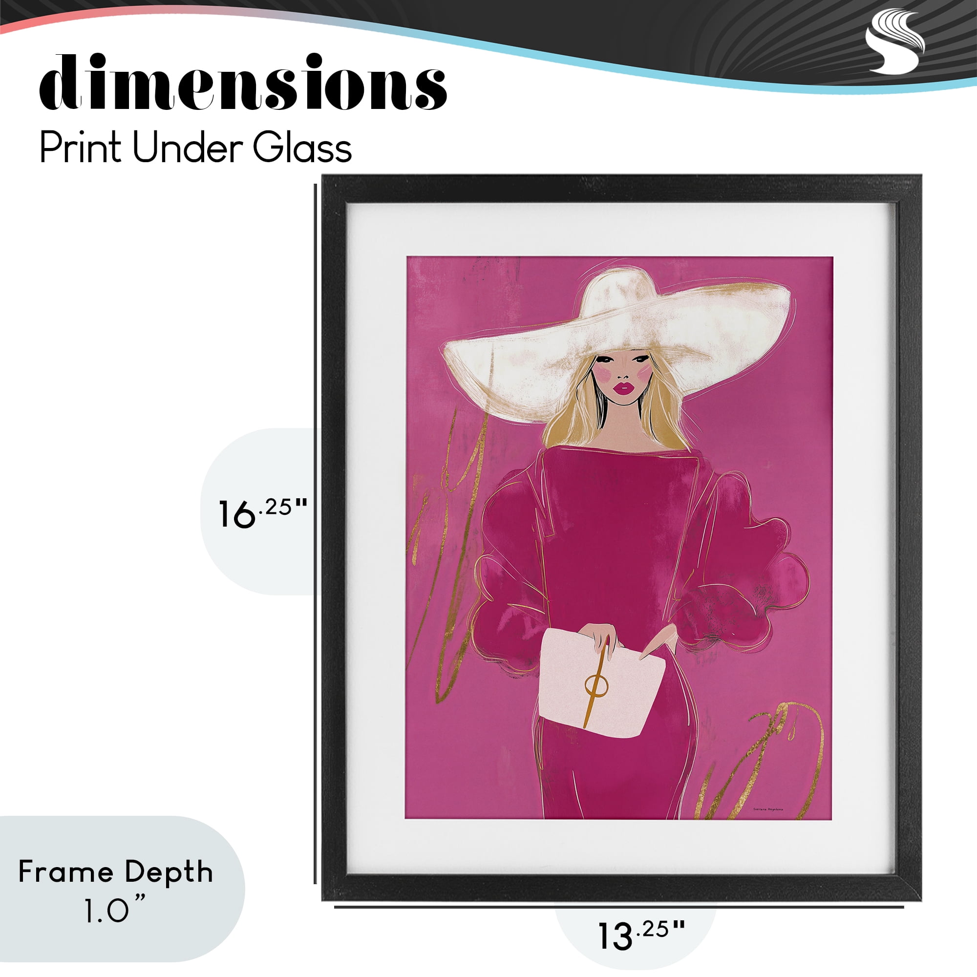 Stupell Industries Lady In Pink with Hat Black Framed Print Under Glass, design by Svetlana Aleynikova