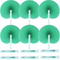 thumbnail image 1 of Bestage 20 abanicos plegables de papel verde con mango de plástico, 1 of 6