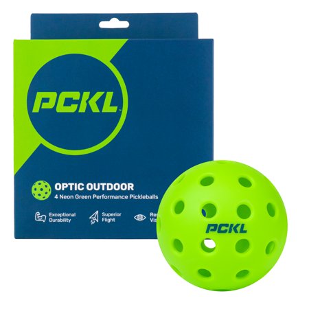 PCKL Optic Speed Pickleballs | Outdoor Ball | Built to USAPA Specifications | 4 Pack | Neon Green