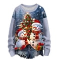 thumbnail image 1 of Rbaofujie Chandails d'Automne pour Femmes Décontracté Imprimé de Noël Col Rond Manches Longues Pull Tricoté Rayé Haut Bleu Mode Femmes Chandails à Capuchon & Chandails en Molleton, 1 of 4