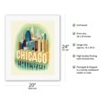 thumbnail image 2 of Chicago Illinois - Chicago Skyline - Vintage Airline Travel Poster by Henry K. Bencsath c.1950s - Fine Art Rolled Canvas Print 16in x 20in, 2 of 4